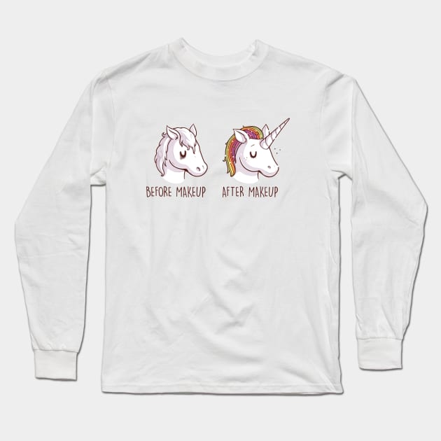 Before and After Makeup (Unicorn) Long Sleeve T-Shirt by Naolito